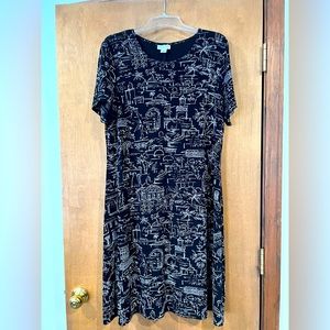 Coldwater Creek Women’s 1X Short Sleeve Dress NO WRINKLE Black White EXCELLENT